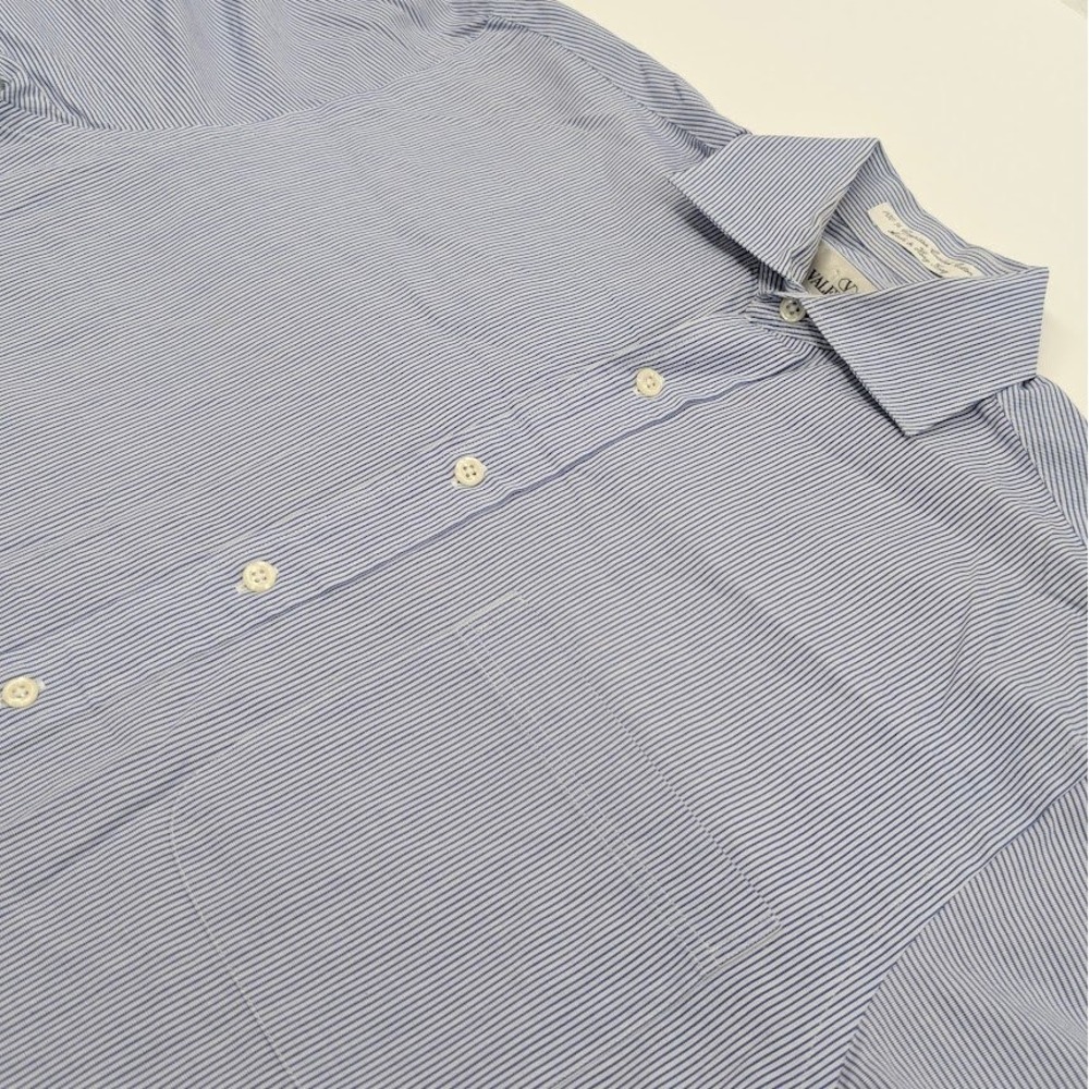 Valentino Uomo Dress Shirt Mens Size 15 34-35‎ Blue Striped French Cuff Business